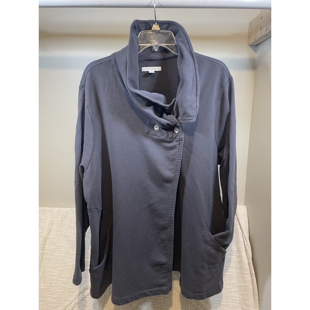 Pure Jill Gray Organic Pima Cotton Cocoon Wrap Cardigan Sweatshirt Women's 3XL